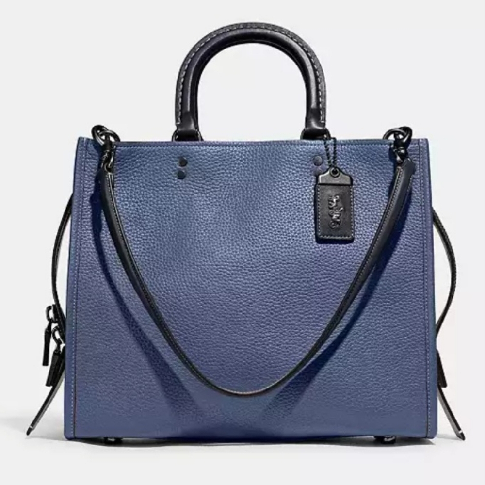 Coach Rogue Washed Chambray Blue Colorblock Handbag C8012 NWOT